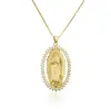 Collar Colgante Geométrico Hueco con Circonita Incrustada en Oro de 18 Quilates Chapado en Cobre de Venta Caliente Transfronteriza Aogu para Mujer, Joyería de Lujo Ligero de Gama Alta Nueva