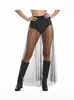 Moda femenina europea y americana nuevo verano oscuro gótico encaje transparente falda larga