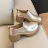 2026 Zapatos de Salón Individuales Nuevos Estilo Retro Old Money Suela Gruesa Tacón Grueso para Mujer Corte Profundo Zapatos de Vestir para el Trabajo Tacones Altos Zapatos Pequeños de Cuero para Mujer