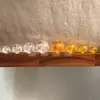 Contas soltas circulares de vidro transparente branco gravadas, Cinco Trovões F amarelo de vidro para acessórios de pulseira DIY, Lote misto de 8-14mm