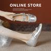 5lm Zapatos Mary Jane Plateados Estilo Chanel para Mujer Primavera Nuevos Estilo Francés Moño Altura Interior Zapatos de una Sola Capa Piel Suave Talla Pequeña 33