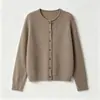 Cardigan Tricotado Feminino Outono 2026 Novo Fio de Lã de Iaque Casual Retrô Caimento Solto Suéter para o Dia a Dia