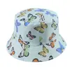 Sombrero de pescador de doble cara con estampado de mariposas para otoño e invierno transfronterizo, sombrero de cubo pequeño estilo coreano para mujer, primavera y verano, protección solar, sombrero para el sol