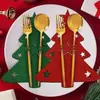 Estrela de cinco pontas de Natal Bolsa para talheres de árvore de Natal Conjunto de talheres de feltro Decoração de mesa de hotel Jogo americano de feltro para talheres