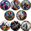 Juego Transfronterizo de 8 Posavasos de Madera Encantadores con Diseño de Personajes de Terror - Mantel Redondo Resistente al Calor