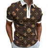 Camiseta Polo de Verano para Hombre con Cremallera y Mangas Cortas, Estampado 3D, Casual, Transpirable, Comercio Exterior Europeo y Americano Transfronterizo