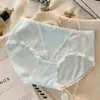 10A antibacterianas~Pantaletas de encaje estilo coreano para mujer de algodón puro, algodón de color natural jacquard de deseo puro, entrepierna de seda de morera, pantis para niñas
