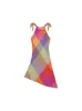 Vestido a cuadros estilo Dopamina con cuello halter sin mangas para mujer, Hermoso diseño único de verano, Vestido elegante que ciñe la cintura