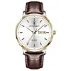 Reloj Suizo Nuevo para Hombre con Calendario Doble, Correa de Cuero, Movimiento de Cuarzo, Dropshipping en Transmisión en Vivo