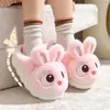 Pantuflas de algodón de invierno para niños y niñas, cálidas, de felpa, antideslizantes, para uso en casa, pantuflas de algodón cerradas de conejo peludo para padres e hijos