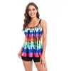 Moda Praia Amazon Saia Conservadora Plus Size Estampa Europeia e Americana 2022 Novo Estilo Maiô Huarui Costas Nuas Estilo Boxer Multicolor