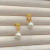 Brincos de Prata 925 Banhados a Ouro Cobre com Design Vazado Cravejado de Diamantes e Pingentes de Pérola - Novos da Moda Europeia e Americana - Brincos Versáteis e Acessórios de Orelha