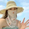 Mascarilla Solar de Verano Floral Pequeña Estilo Nuevo, Protección UV de Cara Completa, Mascarilla de Velillo Fino Cubre Rostro para Mujeres, Protección del Cuello