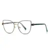 Gafas Metálicas Anti-luz Azul Transfronterizas 3142 Moda Europea y Americana Montura de Gafas Gato Estilo Hermana Dulce Mismo Estilo Espejo Decorativo Liso para Computadora