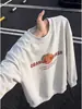 Estilo Retrô Americano Estampa de Letras Roupas Esportivas Gola Redonda Moletom Masculino Outono Solto Casual Versátil Top Tendência Confortável