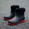 Botas de lluvia cortas transfronterizas para hombre, antideslizantes, impermeables, de moda, con forro polar, zapatos de goma, para trabajo en cocina, zapatos de agua, cubrebotas