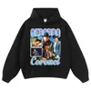 Sudadera con cuello redondo Sudadera con capucha transfronteriza Flor frita Algodón puro con capucha Holgada Talla grande Estilo Ins Estampado de cantante Ropa para hombre y mujer
