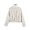 Comercio Electrónico Transfronterizo Ropa de Mujer Estilo Europeo y Americano ZA AliExpress Venta Caliente Moda Casual Cuello Alto Dobladillo Chaqueta Bomber Ropa de Abrigo