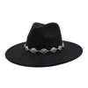 Aliexpress Amazon Otoño e Invierno Nuevo Top Corazón de Melocotón Estilo Étnico para Hombre y Mujer Sombrero de Copa de Lana de Ala Ancha Sombrero de Jazz