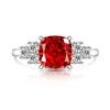 Anillo Cuadrado con Corte Flor de Hielo de Piedras Preciosas de Colores Más Vendido en Tiktok y Xiaohongshu para Mujer, Moderno, Sencillo, Lujo Ligero, Anillo de Diamante de Alto Carbono