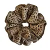 Faixa de Cabelo Estampada de Leopardo Retrô para Mulheres 2025 Nova Faixa de Cabelo de Cabeça Alta com Bola Corda de Cabelo para Rabo de Cavalo Alto Amarrar Cabelo Flor de Cabeça
