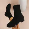 Sudeste Asiático Tallas Grandes Transfronterizas Versátiles Botas Nuevo Tacón Grueso Exportación Botas de Calcetín Elásticas Otoño Europeo y Americano Moda Simple Europeo y Americano