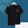 Camiseta de seda de hielo de verano para hombre, cuello redondo, ropa de secado rápido, manga corta, fina, transpirable, manga media, talla grande, deportiva, holgada, de moda.