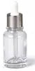 Em estoque Frasco de vidro transparente de 30ml com conta-gotas escalonado para base líquida, óleo essencial e sérum