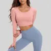 Top de Yoga Juyitang Transfronterizo sin Costuras sin Sujetador Deportivo Fitness Cintura Alta Manga Larga