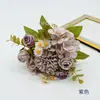 Flores artificiales de seda, ramos de flores de seda estilo europeo, productos transfronterizos más vendidos, ramos de color naranja-rosado otoñal, arreglos florales para decoración de salones de bodas