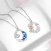 Collar para pareja Rosa Lunar un par de nicho fresco colgante de Piedra Lunar moda cadena de clavícula flor de luna dorada