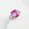 Anel de Safira Rosa Azul Padparadscha Cultivado em Prata de Lei 925 Luxo Leve Presente Trajeto para o Trabalho Banquete Noivado Moda Versátil