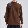 Camiseta básica de terciopelo de doble cara para hombre, otoño e invierno, color sólido, simple, cuello semi alto, manga larga, camiseta térmica calefactable