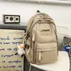 Bolsa de Trabalho com Blocos de Cor Khaki Branco Arroz Claro, Duas Alças, Mochila Durável Tendência Cool para Estudantes, Vários Compartimentos para Saídas de Aula