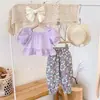 Conjunto de Ropa de Verano para Niñas, Elegante y Moderno, Marca Impermeable para Niños, Estilo Coreano, Camisa Dulce con Diseño Floral Pastoral, Ropa Casual Repelente de Mosquitos