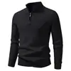 Suéter de punto para hombre, estilo europeo y americano, media cremallera, cuello alto, color liso, manga larga, corte ajustado, para exportación y ventas transfronterizas