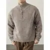 Suéter de cuello alto abotonado reversible estilo old money para otoño e invierno para hombre, estilo coreano, guapo, color liso, suéter casual versátil