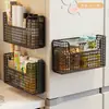 Estante de Almacenamiento para Film Transparente Canasta de Almacenamiento para Colgar en el Lado del Refrigerador Caja Organizadora de Condimentos para Huecos de Cocina sin Agujeros