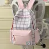 Mochila Escolar de Cuadros para Estudiantes Mujeres, Estilo Versátil y Fresco, Adecuada para Estudiantes de Secundaria y Preparatoria, Ligera y Práctica para el Transporte Diario, Mochila Versátil