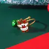 Anel Aberto de Aço Inoxidável Cruzado de Natal Pingente de Boneco de Neve, Rena, Árvore de Natal Anel Joia para Festa de Feriado para Mulheres
