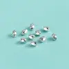 Cuentas Espaciadoras de Plata de Ley S925 Plata Lisa Patrón de Diamante Cuentas Pequeñas de Barril Cuentas Sueltas Poligonales Cuentas para Pulsera de Cuerda Hecha a Mano DIY