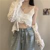 Holiday Hollow Crochet Tejido Pequeño de Tirantes Todo Fósforo Borla Tejido Sin Mangas Chaleco Camisa Base Top Corto Mujer Verano