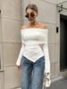 Elegante Camiseta Básica de Modal con Cuello de Línea Única Europeo y Americano Moda Primavera 2025 Blanco Camiseta Interior con Sensación de Fondo Alto