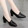 Zapatos Planos de Piel Suave para Mujer Tacón Grueso 2026 Otoño Nueva Llegada Tacón Medio Versátiles Zapatos Pequeños de Piel para Mujer Profesionales Madre Trayecto al Trabajo Zapatos de Trabajo