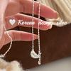 Corea del Sur Puerta Sur Diseño Simple Joyería Plata de Ley S925 Cuerno de Toro Grande Collar para Bolso Todo Fósforo Exquisita Cadena para Clavícula para Mujeres