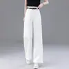 Pantalones casuales hechos a medida de corte slim para mujer, estilo de verano delgado, nuevo modelo 2026, de cintura alta, fluidos, pantalones finos de pierna ancha, a la moda
