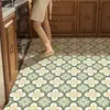 Tapete de Piso de Cocina de Cuero Fresco y Sencillo, Resistente al Aceite e Impermeable, Uso Doméstico, No Requiere Lavado, Limpiable con Trapo, Tapete de Balcón de Cobertura Total, Resistente a Manchas, Fácil de Mantener