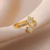 Anillo de Zirconia de Estrella de Cinco Puntas Transfronterizo Europeo y Americano Moda Anillo Abierto Geométrico de Diamante Joyería de Mano Venta al por Mayor para Mujeres