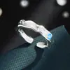 Textura de Lava Textura Asimétrica Anillo Abierto Diseño Original Anillo Retro de Alta Gama Anillo Ajustable para el Dedo Índice