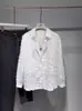 Camisa Masculina de Manga Longa Estilo Frio Verão 2024 Gola Lapela Design Distintivo Fofo Leve Luxo Senso de Design Nicho Estilo Leve Maduro